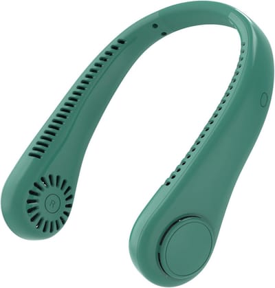 USB‑nekventilator zonder bladen, 3 snelheden, voor kinderen en volwassenen, buiten, sport en kantoor, groen