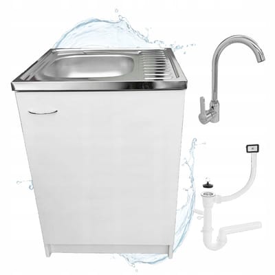 STAMAR - Keukenkast 60cm met Wastafel + Wastafelkraan - Keuken meubel - Wit