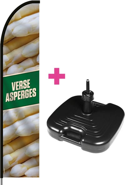 Beachflag - Verse Asperges - Vlag + Parasolvoet + Rotator + Hengelsysteem + Draagtas - Actievlag.nl