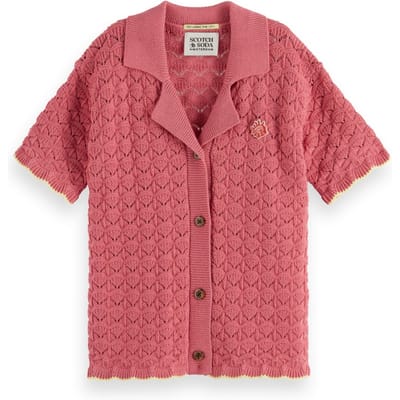 Scotch & Soda Girl Scalloped Knitted Short-sleeved Shirt Rose Pink Taglia: 8 | Maglioni Outlet | kids | Rosa