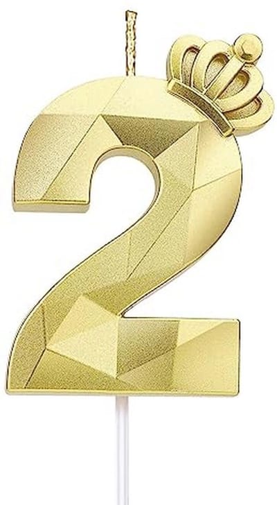 Set van 2 Happy Birthday kaarsen met 3D kroon – Taartdecoratie voor feestelijke gelegenheden