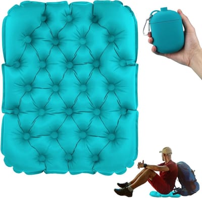 Opblaasbaar Waterdicht Luchtkussen Ultra Licht Reis Kussen Zitmat voor Strand, Backpacken en Kamperen - Comfortabel en Draagbaar