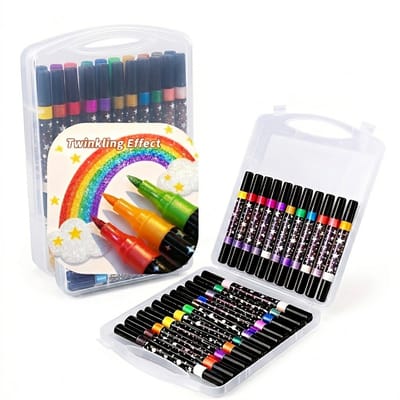 Multicolor verf stiften glitter markers set dubbelzijdig teken stiften beide 24 kleuren glitter effect markers