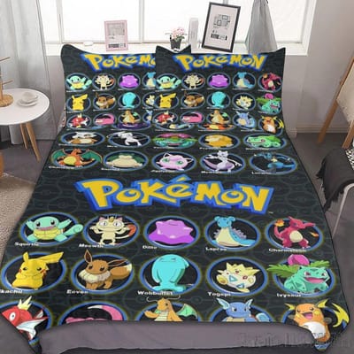 Anime Pokemon Pikachu Beddengoed Set Dekbed Dekbedovertrek Dekbed Beddengoed Twin Enkel King Kinderen Volwassenen Cadeau 150*200cm 3pcs