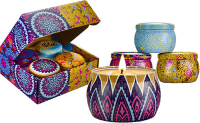 NAIZY Geurkaars Gift Set 120g 4pcs Tin, Geurkaars Decoratie Set, Kan gebruikt worden in de slaapkamer, woonkamer (Classic)