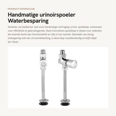 Dailygoods- Urinoirspoeler handmatig - Waterbesparend systeem - Zinklegering - Eenvoudige installatie - Flexibel gebruik - Automatische uitschakelklep - Urinoir
