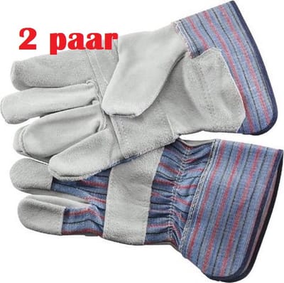 Werkhandschoenen (2Paar) Splitleder Amerikaantje Gevoerd Grijs ( maat 10) tuinhandshoenen - werkhandschoenen heren -