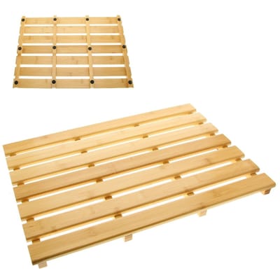 MPLCo - Bamboe Badmat - Antislip Badkamer Mat - Houten Badmat voor Douche & Bad - Waterbestendig - Met Antislip Voetjes - 55 x 35.5 x 2.5 cm - Naturel
