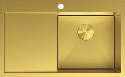 Mexen Exar stalen gootsteen 1-baks met afdruiprek, rechts 780 x 480 , goud - 6434781010P-55