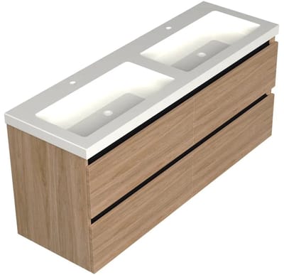 Dutchline Badmeubel Onderkast - Uludag - 140x46cm - 4 Lades - 2 Uitsparingen