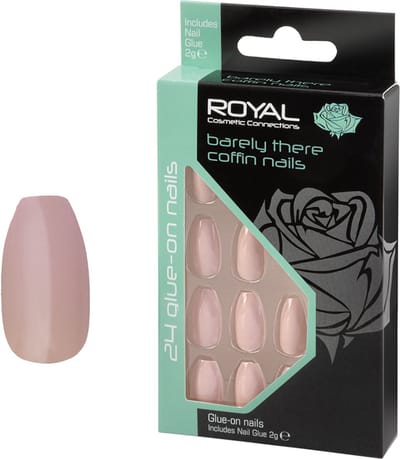 Royal 24 Coffin Glue-on Nails - Barely There