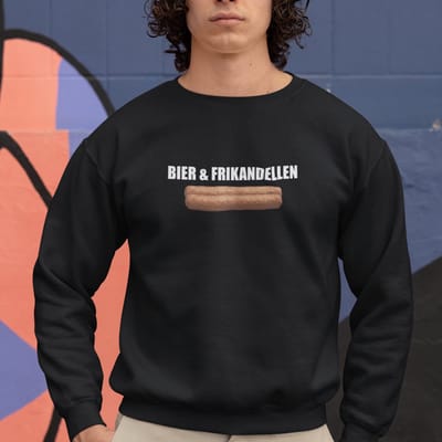 Heren sweater- Bier en Frikandellen trui- zwarte sweater- Maat S