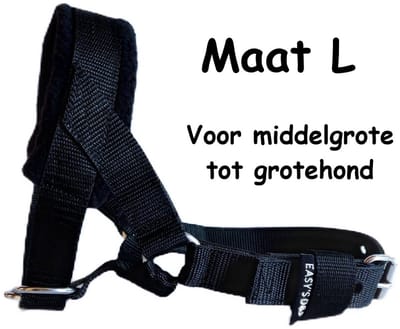 Hoofdhalster hond - Anti trek - Zwart - Gevoerd - Maat L - Antitrek hoofdhalster hond - Hoofdhalster hond - Antitrek hond - Trainingshalsband