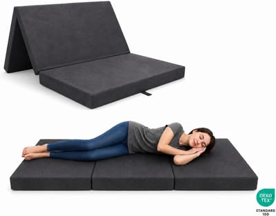 Vouwmatras 3-delig - Opvouwbaar bed - Comfortabel slapen - Afneembare hoes - 120x200 cm - Grijs