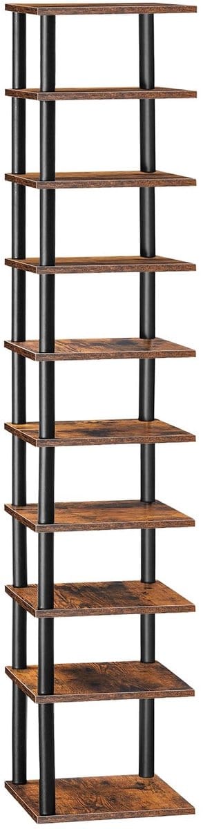 Dailygoods - Verticaal Schoenenrek met 10 Plankjes voor Kleine Ruimtes