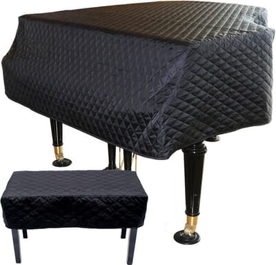 Pianohoes Inclusief Krukhoes - Beschermhoes Muziekinstrument - Bescherming Tegen Stof - Waterdichte Tiff Zijde - Tot 200cm Lengte - Zwart