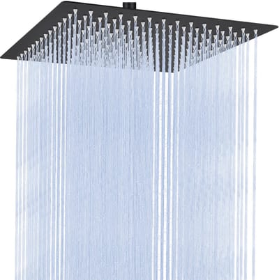Auralum Max Regendouchekop XL - Ø30 cm - Vierkant Douchekop - Doucheslang - Waterbesparende - Doucheset - Douchekop Regendouche -Anti-kalk - RVS - Wellness - Zwart