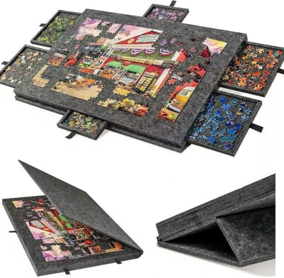 Puzzelbord Kantelbaar - Legpuzzel Tafel - Ontspannen Puzzelen - Met 6 Lades - 90x63 cm - Donkergrijs
