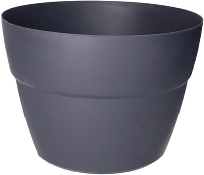 EDA Toscane Bloempot - kunststof - antraciet - D30 x H21 cm - binnen- en buitenshuis