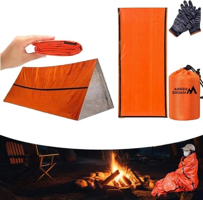 Nood Slaapzak - Survival Slaapzak Nooddeken - Outdoor Kamperen - Winddicht Waterdicht - 213 x 91 cm - Oranje