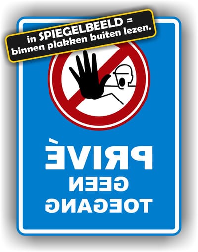 Jerma - Privé geen toegang - Spiegelbeeld Raamsticker - 15x20cm - zelfklevend - Vinyl - krasvast