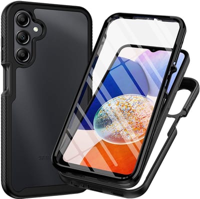 Cazy hoesje geschikt voor Samsung Galaxy A15 (4G/5G) Hoesje - 360° Full Protection Case met ingebouwde Screenprotector - Zwart