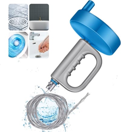 Afvoervijzel - Rioolveer Sanitair slang - Verstoppingen verwijderen - 50 voet lange flexibele veer - 50 voet - Blauw