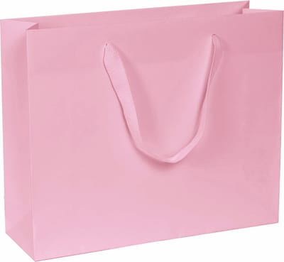 Papieren Tassen Lichtroze - 42+13x37 cm - A3+ liggend - Luxe linten - Roze - Luxe Draagtas - 20 Stuks