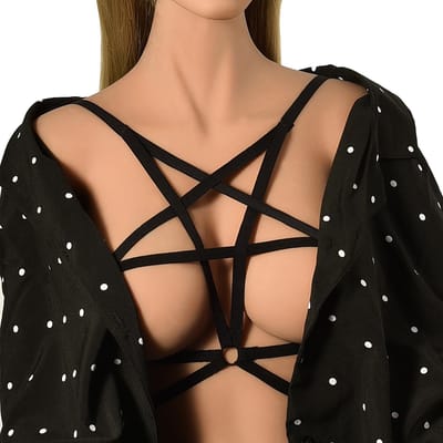 Uitgeholde harnasjes, strappy lingerie, bondage bodyharnas, bh, lingerie, crop tops, kooilingerie, harnasriem, fetishkleding voor vrouwen brown
