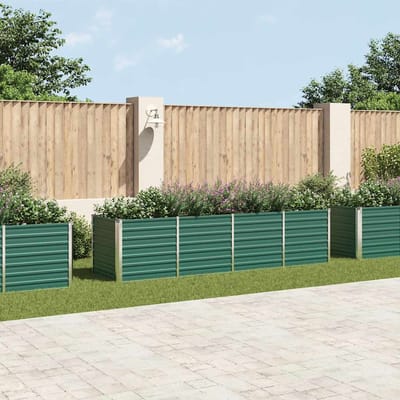 vidaXL - Plantenbak - verhoogd - 320x80x77 - cm - gegalvaniseerd - staal - groen