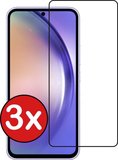 Screenprotector - 3 Stuks - Geschikt voor Samsung Galaxy A54 - Full Cover - Beschermglas - Gehard Glas - Tempered Glass - Screen Protector