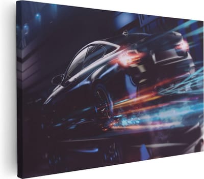 Artaza Canvas Schilderij Sportauto - 30x20 cm - Klein - Muurdecoratie Auto - Wanddecoratie Abstract - Kamer Accessoires