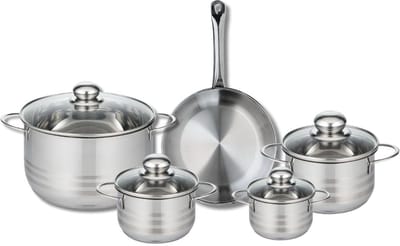 Set van 1 Koekenpan 24 cm en 4 kookpotten 12, 14, 16 en 24 cm Elo Profi Brillant