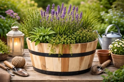 Acacia Kuip, naturel – D46 x H28 cm / Houten Plantenbak / Bloembak / of ter Decoratie / Laag model / FSC