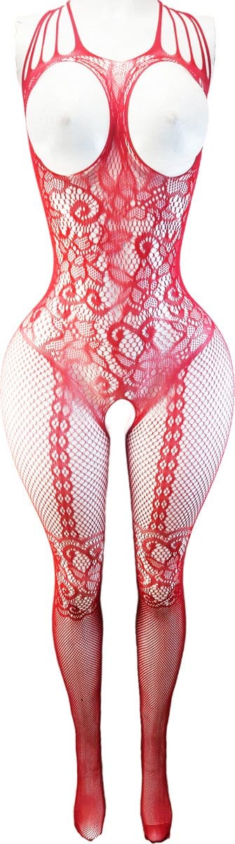BamBella ® - Panty pak -Onesize - body suit - Dames - Onesize - Erotische jumpsuit van kant lingerie rood