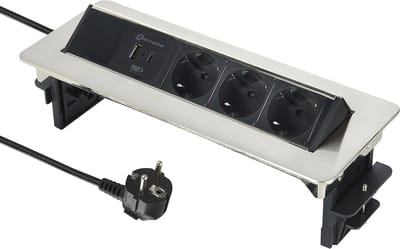 Uitschuifbare Tafelcontactdoos met USB 3.1A Snelladen - Inbouwcontactdoos voor Bureau
