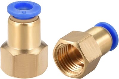2 Stuks Pneumatische Push-in Verbindingsstukken, PT1/4 Vrouwelijk x 6mm Buis OD, Snelle Aansluitingen voor Luchtpijpen en Compressoren