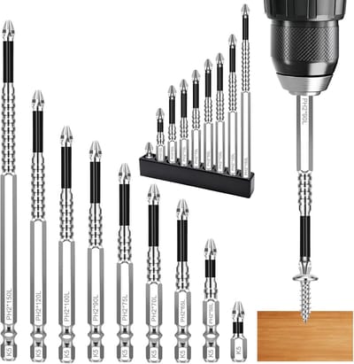 SnelShoppen - 9-delige Hoge Magnetische Schroevendraaier Boor Bit Set, K5 Staal, Slijtvast, Antislip, Universele Bits voor Elektrische Boormachines, P