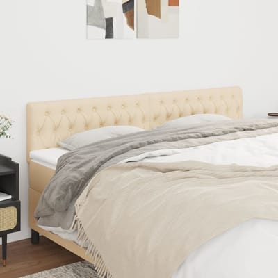vidaXL - Hoofdborden - 180x7x78/88 - cm - stof - crèmekleurig