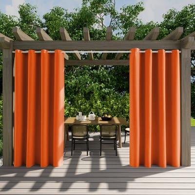 Qelus 1 Stuk Premium Buitengordijn Waterdicht - Slijtvast Outdoor Gordijn - Weerbestendig & Kreukvrij Balkongordijn - Rideau Extérieur - 132x213cm - Oranje