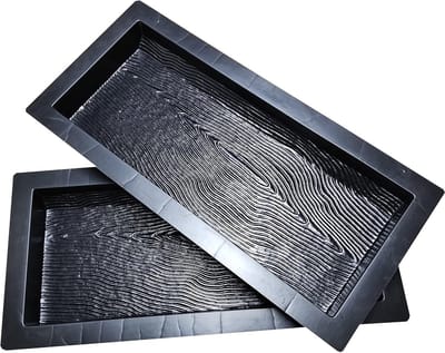 Betonmallen Set - Rand Palissade Stoeprand - Tuinpad Aanleggen - Imitatie Hout Structuur - 50x20x4cm - Zwart
