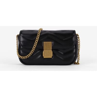 Nieuwe Ruitvormige Tas in Kleine Parfumstijl Crossbody Tas Niche Design Ketting Schoudertas Modieuze en Veelzijdige Okseltas black