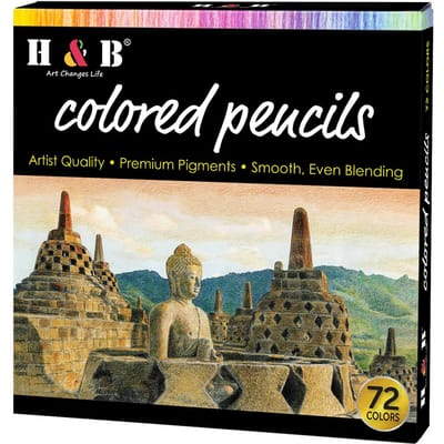 H & B – ensemble de crayons de couleur à l'huile, 50 couleurs, crayons de couleur pré-affûtés, fournitures artistiques pour étudiants 72pcs