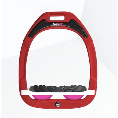 Ultra Grip Inclinatie Stirrup Rood/Wit/Roze Flex-On Green Composite