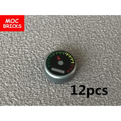 12 stuks MOC Bakstenen Bedrukte Tegel 1x1 1x2 2x2 Bedieningspaneel Meter Krant Telefoon Tape Klok Bouwstenen Kinderspeelgoed Cadeaus