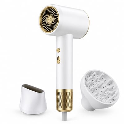 Snelle haardroger - 2400 W - 5 snelheden en warme/koude lucht - concentrator en diffuser - wit 38
