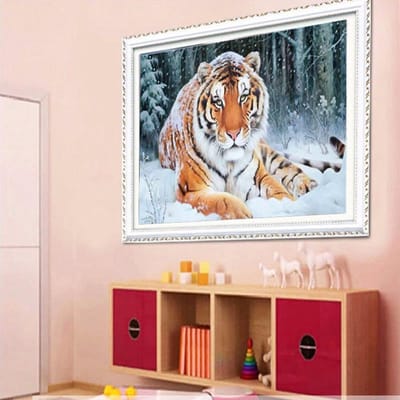 Bricolage 5D Diamant Mosaïque Tigre Fait Main Diamant Peinture Point De Croix Kits Diamant Broderie Arts 20X30CM gray