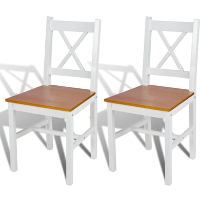 vidaXL - Eetkamerstoelen - 2 - st - grenenhout - wit