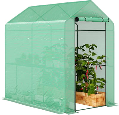 Killogood Tuinkas PE plank 2 niveaus - balkonkas - versterkt zeil 140 g/m² - stalen frame - 186x120x190cm - groen