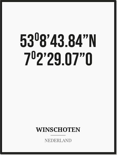 Poster/kaart WINSCHOTEN met coördinaten
